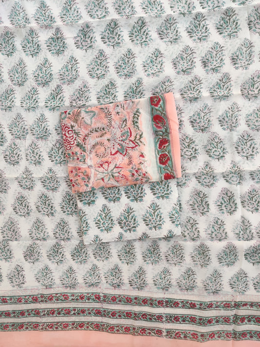 Hand Block Printed Georgette Suit with Georgette Dupatta (Copy)