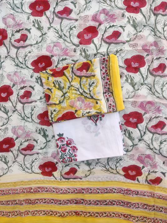 Hand Block Printed Georgette Suit with Georgette Dupatta