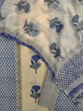 Hand Block Printed Cotton Suit with Cotton Kota Doria dupatta