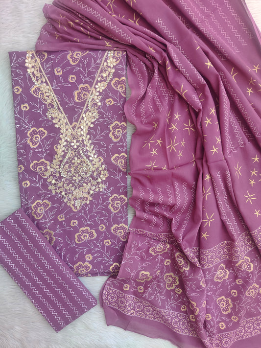 FLORAL PRINTED COTTON GOTA PATTI SUIT WITH COTTON DUPATTA1