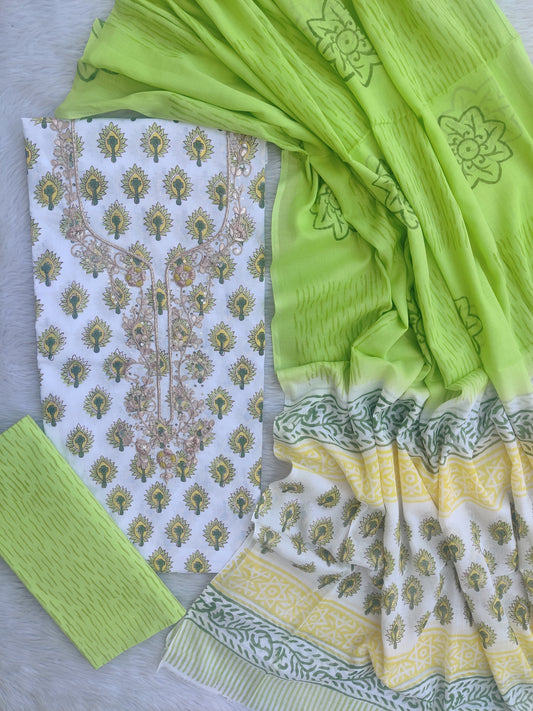 FLORAL PRINTED COTTON GOTA PATTI SUIT WITH COTTON DUPATTA1
