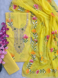 FLORAL PRINTED COTTON GOTA PATTI SUIT WITH CHIFFON DUPATTA