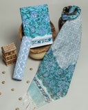 Hand Block Printed Cotton Suit with Chanderi Dupatta