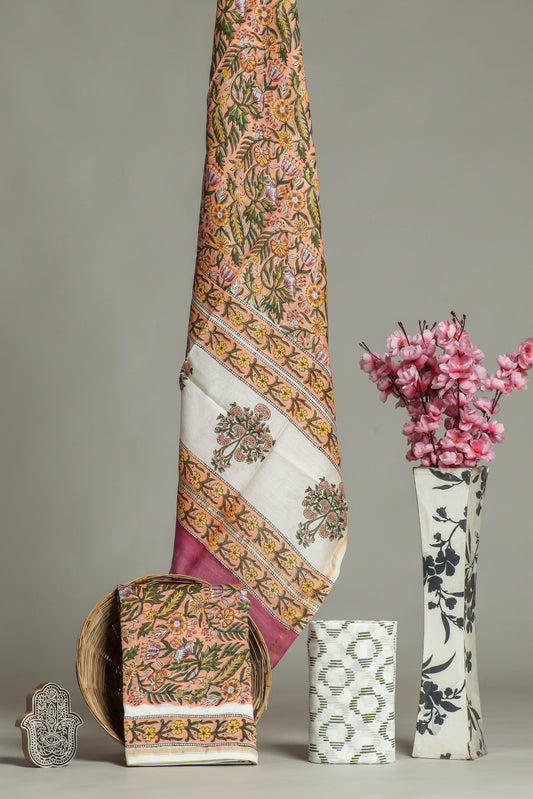 Hand Printed Chanderi Silk Suits with Chanderi Silk Dupatta