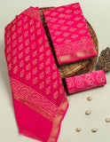 Hand Block Printed Maheshwari Silk Suit with Maheshwari Silk Dupatta