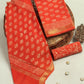 Hand Block Printed Maheshwari Silk Suit with Maheshwari Silk Dupatta
