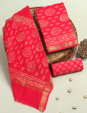 Hand Block Printed Maheshwari Silk Suit with Maheshwari Silk Dupatta