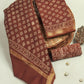 Hand Block Printed Maheshwari Silk Suit with Maheshwari Silk Dupatta
