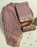Hand Block Printed Maheshwari Silk Suit with Maheshwari Silk Dupatta