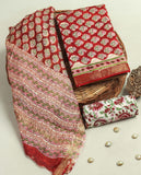 Hand Block Printed Maheshwari Silk Suit with Maheshwari Silk Dupatta