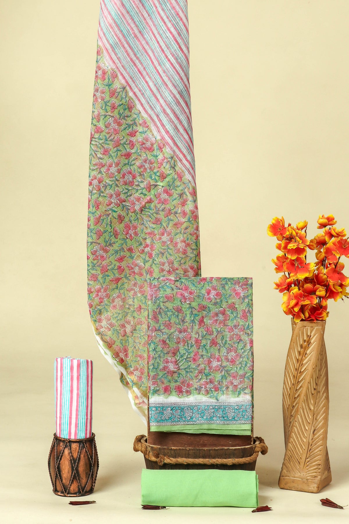 PURE KOTA DORIA SUIT WITH PURE KOTA DORIA DUPATTA WITH   (WITH LINING)
