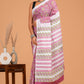 Hand Block Printed  Floral Cotton Mulmul Saree with Blouse Piece