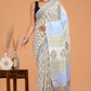 Hand Block Printed  Floral Cotton Mulmul Saree with Blouse Piece