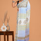 Hand Block Printed  Floral Cotton Mulmul Saree with Blouse Piece