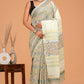 Hand Block Printed  Floral Cotton Mulmul Saree with Blouse Piece