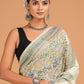 Hand Block Printed  Floral Cotton Mulmul Saree with Blouse Piece