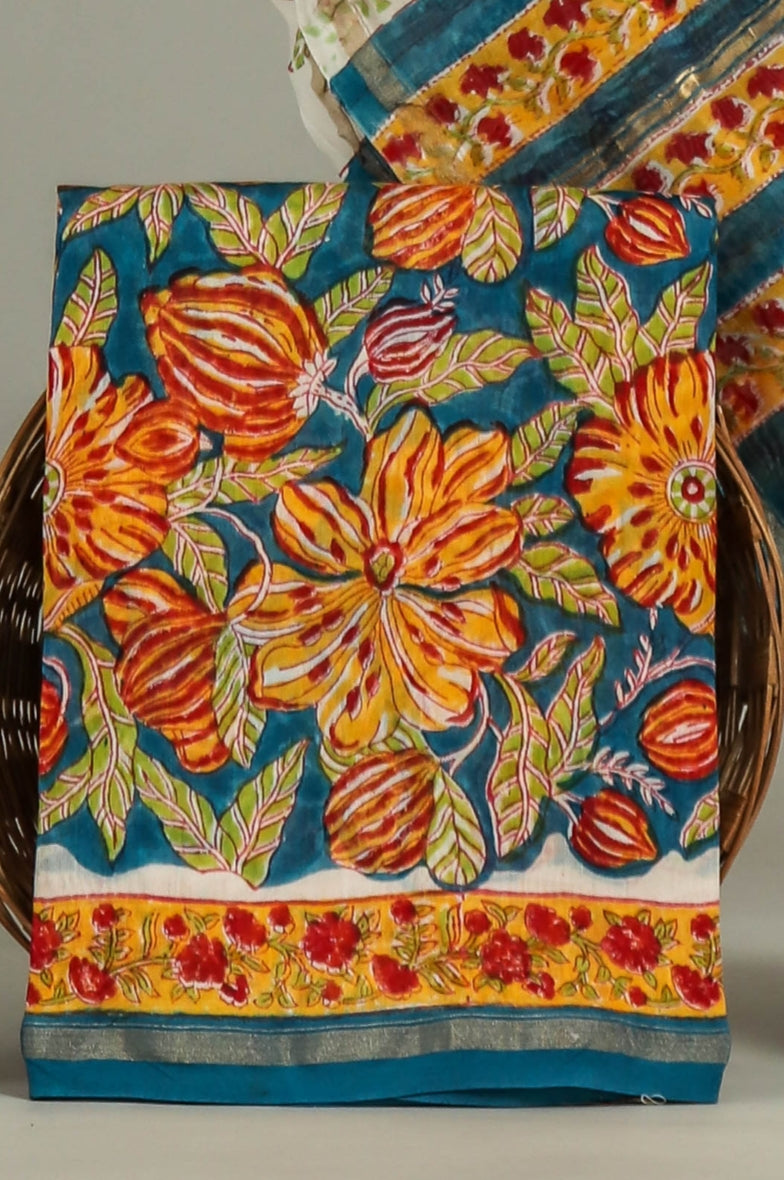 Hand Printed Chanderi Silk Suits with Chanderi Silk Dupatta