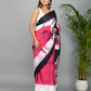 Tie and Dye Hand Block Printed Cotton Mulmul Saree with Blouse Piece
