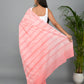 Peach Hand Block Printed Cotton Mulmul Saree with Blouse Piece