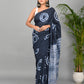 Tie and Dye Hand Block Printed Cotton Mulmul Saree with Blouse Piece