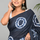Tie and Dye Hand Block Printed Cotton Mulmul Saree with Blouse Piece