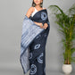 Tie and Dye Hand Block Printed Cotton Mulmul Saree with Blouse Piece