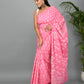 Baby Pink Cotton Mulmul Saree with Blouse Piece