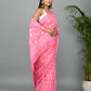 Baby Pink Cotton Mulmul Saree with Blouse Piece