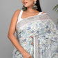 Floral Jaal Hand Block Printed Cotton Mulmul Saree with Blouse Piece