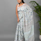 Floral Jaal Hand Block Printed Cotton Mulmul Saree with Blouse Piece