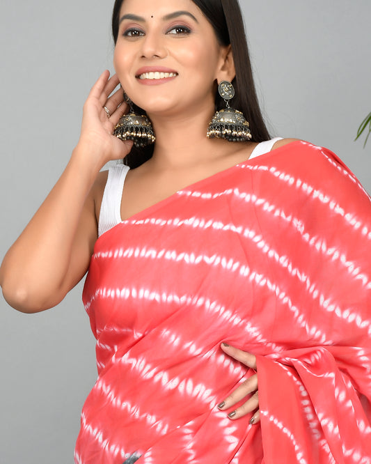 Lehriya Cotton Mulmul Saree with Blouse Piece