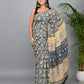 Bagru Printed Cotton Mulmul Saree with Blouse Piece