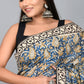 Bagru Printed Cotton Mulmul Saree with Blouse Piece