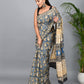 Bagru Printed Cotton Mulmul Saree with Blouse Piece