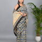 Bagru Printed Cotton Mulmul Saree with Blouse Piece
