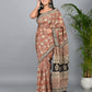 Bagru Kalamkari Printed Cotton Mulmul Saree with Blouse Piece