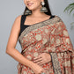 Bagru Kalamkari Printed Cotton Mulmul Saree with Blouse Piece