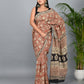 Bagru Kalamkari Printed Cotton Mulmul Saree with Blouse Piece
