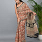 Bagru Kalamkari Printed Cotton Mulmul Saree with Blouse Piece