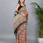 Bagru Kalamkari Printed Cotton Mulmul Saree with Blouse Piece