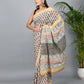 Bagru Printed Cotton Mulmul Saree with Blouse Piece