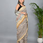 Bagru Printed Cotton Mulmul Saree with Blouse Piece