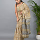 Bagru Printed Cotton Mulmul Saree with Blouse Piece