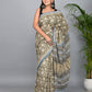 Bagru Printed Green Cotton Mulmul Saree with Blouse Piece