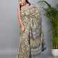 Bagru Printed Green Cotton Mulmul Saree with Blouse Piece
