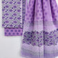Lilac Hand Block Printed Unstitched Cotton Suit with Mulmul Dupatta