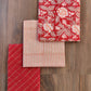 RED BLOCK PRINTED COTTON SUIT WITH LEHRIYA KOTA DORIA DUPATTA