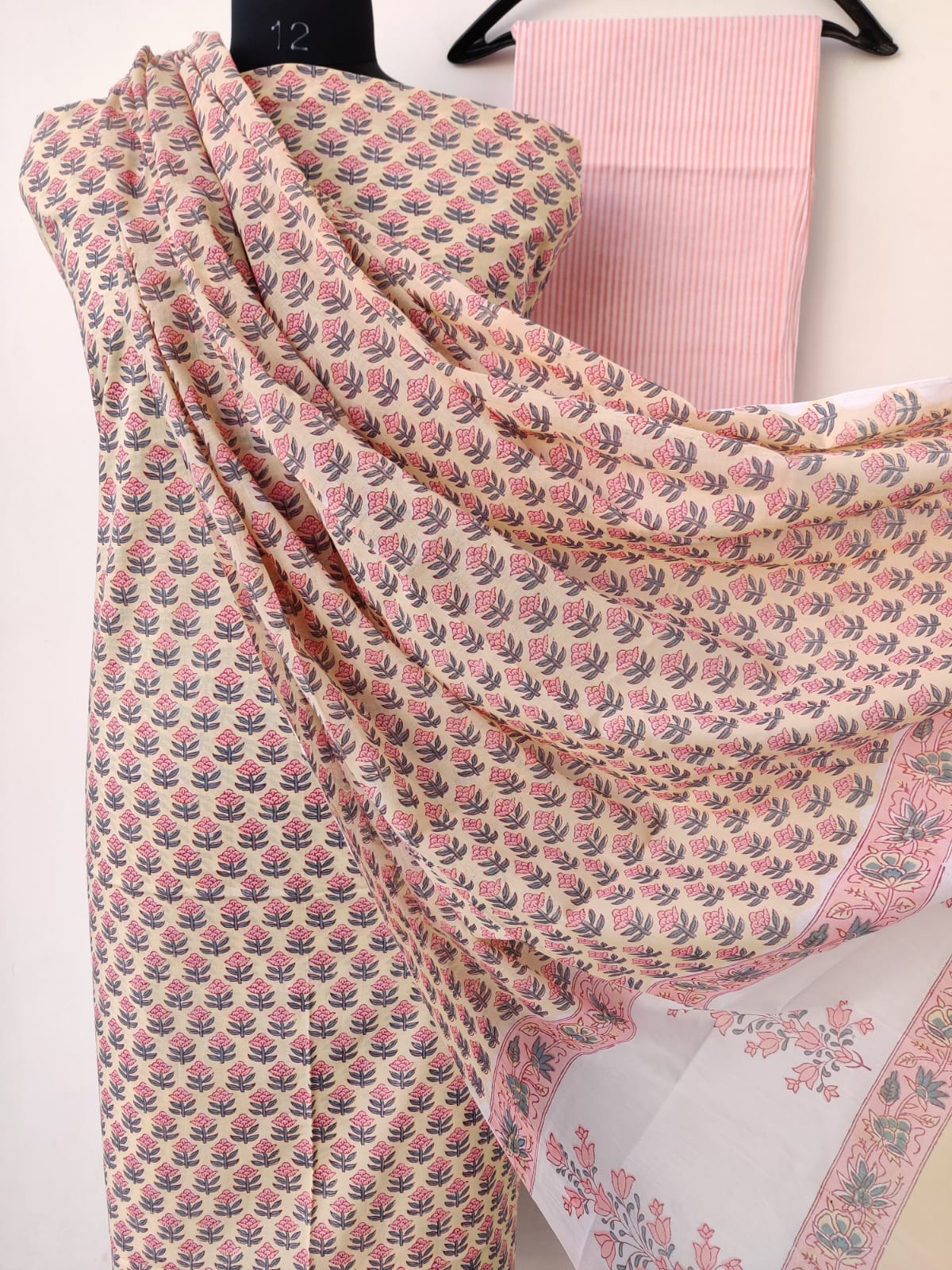 Hand Block Printed Cotton Suit with Cotton dupatta8