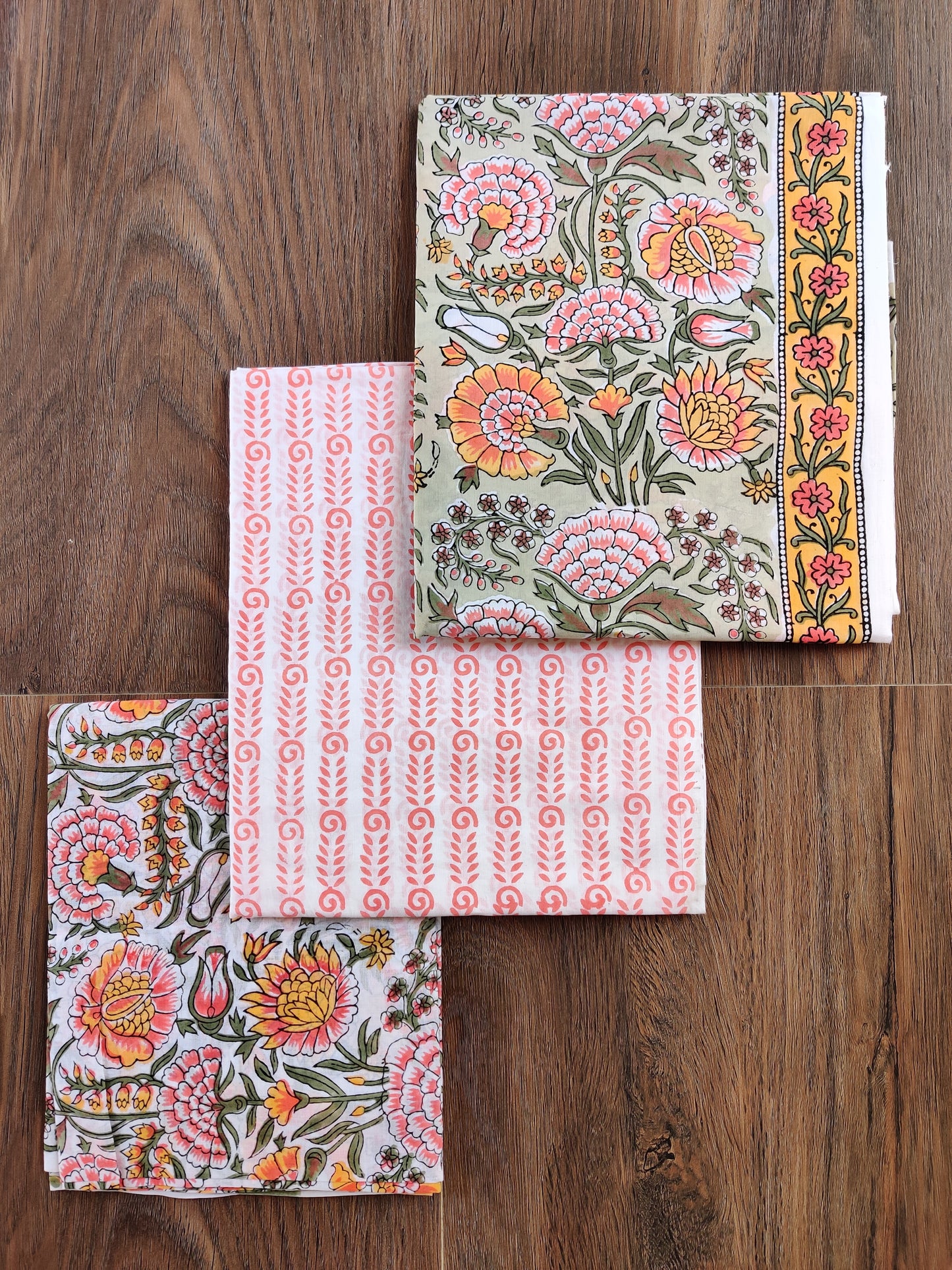 Floral Printed Cotton Suit set with mulmul dupatta