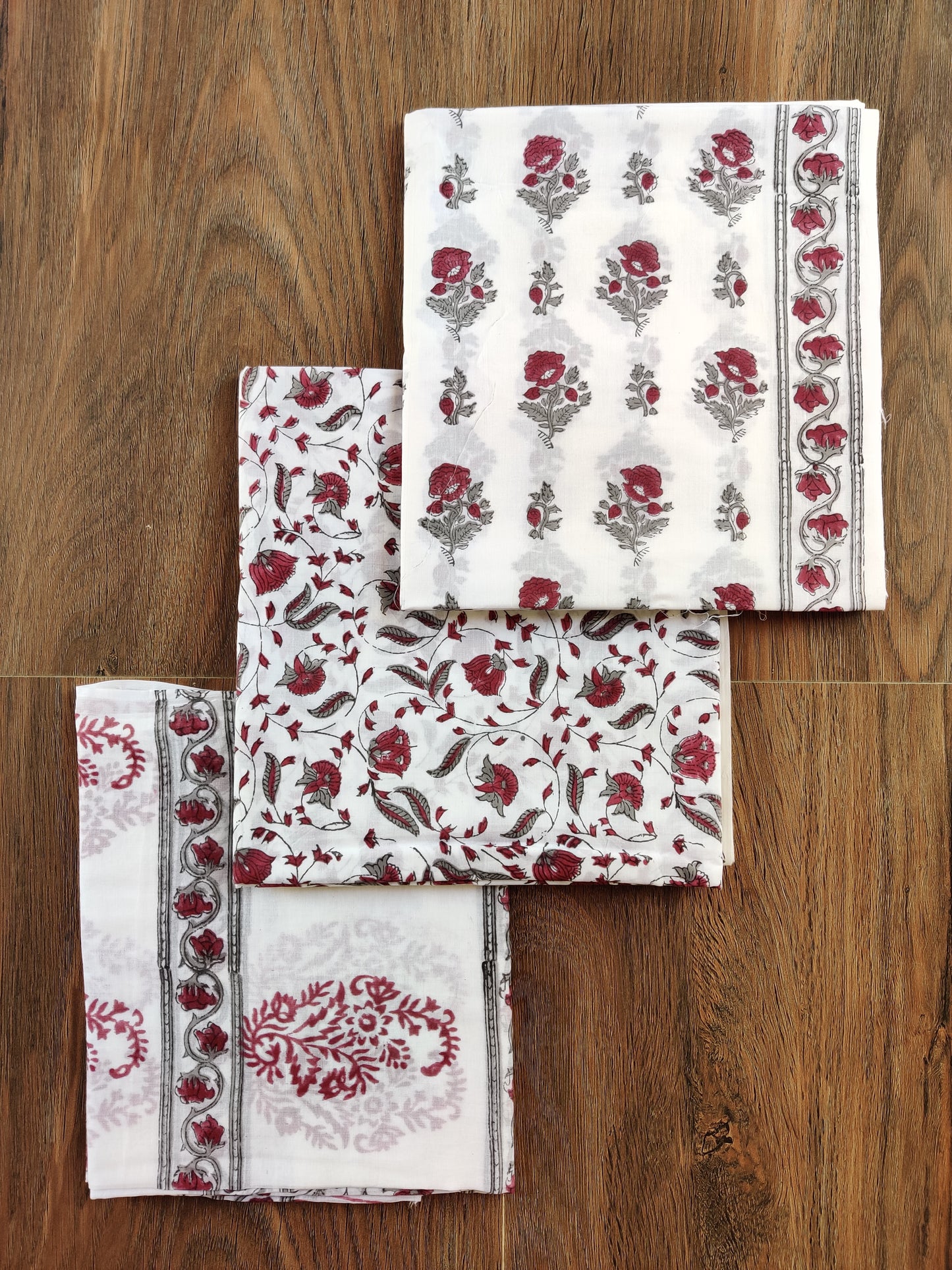 Hand Block Printed Cotton Suit With Mulmul Cotton Dupatta